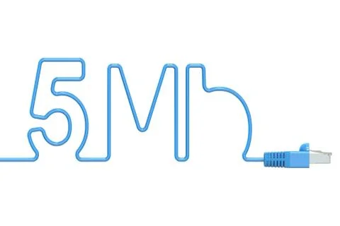 5 Mbps internet concept, computer network cable. 3D rendering 스톡 일러스트