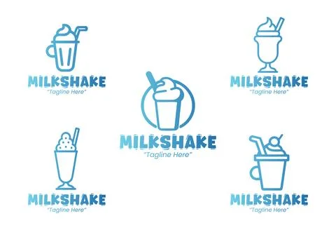 5 Milkshake Logo Set Modern Minimalist Food and Beverage Brand Design Stock Illustration