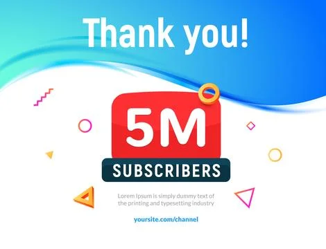 5 million followers vector post 5m celebration. Five millions subscribers Stock Illustration