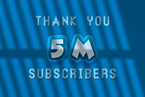 5 Million  subscribers celebration greeting banner with Modren blue Design Stock Illustration