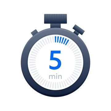 5 min timer and Stopwatch icons. Countdown symbol. Kitchen timer icon. Vector Stock Illustration