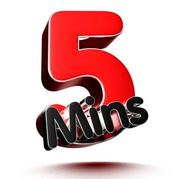 5 mins isolated on white background illustration 3D rendering with clipping p Stock Illustration