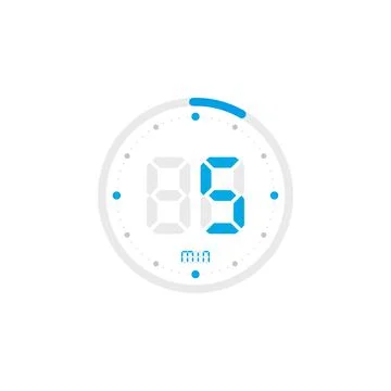 5 minute. Timer, clock, stopwatch isolated blue icons on white background. Ve Stock Illustration