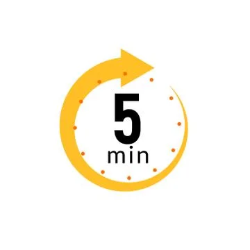 5 minutes clock quick number icon. 5min time circle icon Stock Illustration