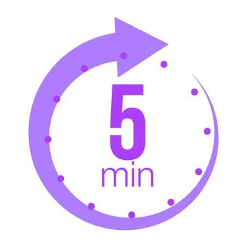 5 minutes clock quick number icon. 5min time circle icon Stock Illustration