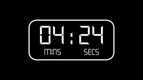 5 Minutes Digital Countdown Timer Animation Stock Footage 317627231