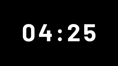 5 minutes displays countdown timer animation isolated on black background Stock Footage 319669032