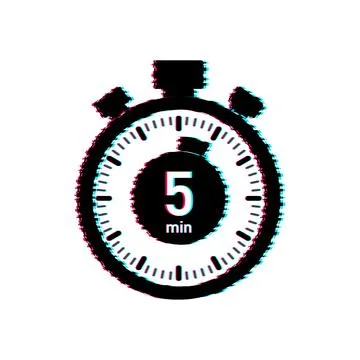 The 5 minutes, stopwatch vector glitch icon. Stopwatch icon in flat style, timer 스톡 일러스트