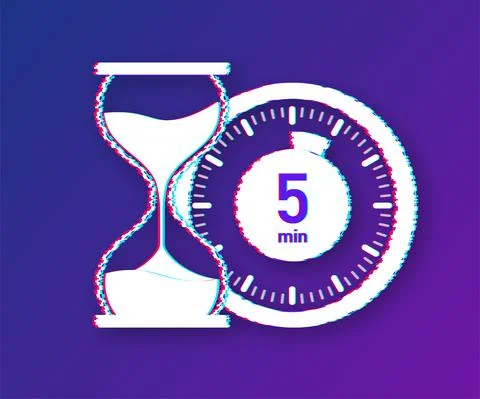 The 5 minutes, stopwatch vector glitch icon. Stopwatch icon in flat style, timer イラスト素材