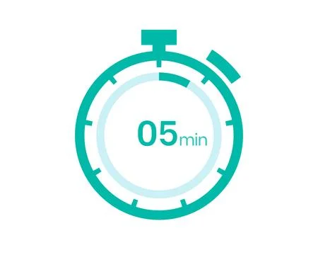 5 minutes timer icon, 5 min digital timer. Clock and watch, timer, countdown Stock Illustration