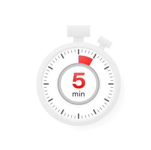 The 5 minutes timer. Stopwatch icon in flat style. 库存插图
