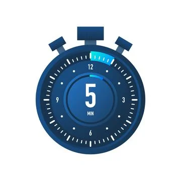 The 5 minutes timer. Stopwatch icon in flat style. Illustrazione stock