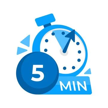 5 minutes timer. Stopwatch icon 5 min. Clock and watch limited cooking time Stock Illustration
