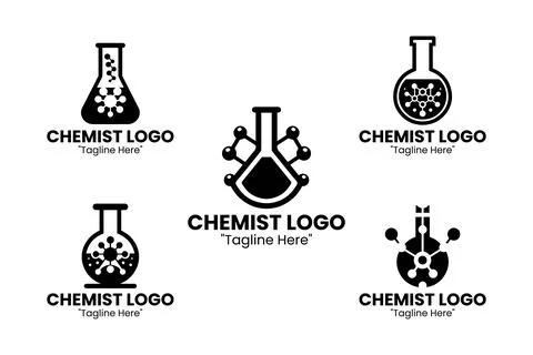5 Modern chemist logo set for laboratories and pharmaceutical companies Bla.. 스톡 일러스트