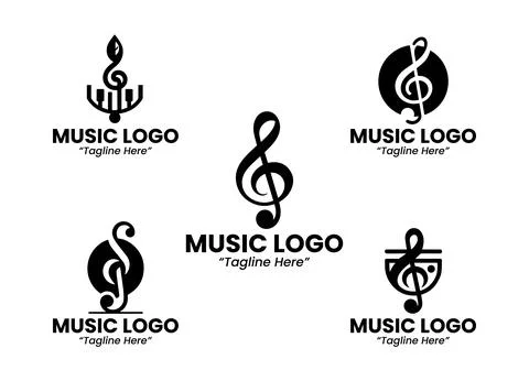 5 Note Logo Set Creative Audio Design Ilustração Stock