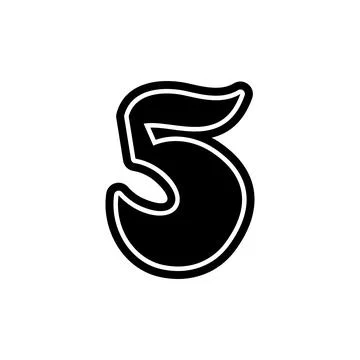 5 number five font decorative hand drawn lettering, vector numeral. Stock Illustration