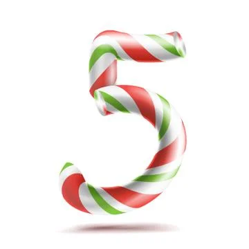 5, Number Five Vector. 3D Number Sign. Figure 5 In Christmas Colours. Red, White Stock Illustration
