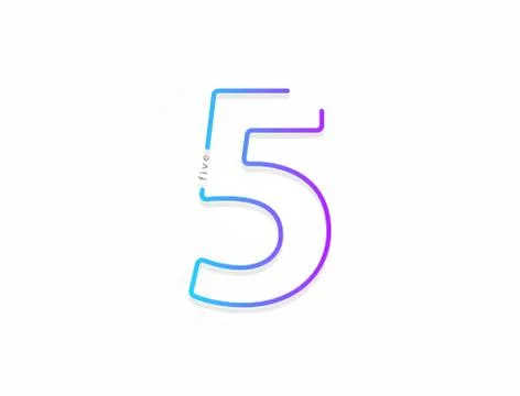 5 number, modern gradient font alphabet. Trendy, dynamic creative style desig Stock Illustration