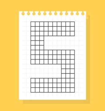 5 number on notepad sheet of squared paper, made of squares. Vector illustrat Stock Illustration