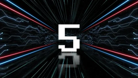 5 Number in Tech Room Animation, Top Ten, on Alpha Channel, Loop Stock Footage 254459434