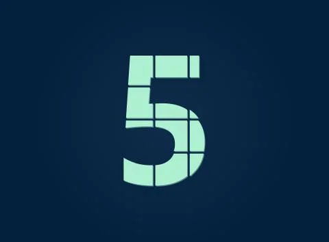 5 number, vector desing font.  Made of knife cut. For logo, brand label, desi Stock Illustration