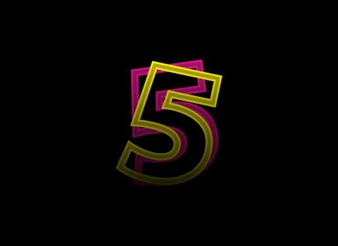 5 number vector desing, shadow font logo. Dynamic split pink, yellow color on Stock Illustration