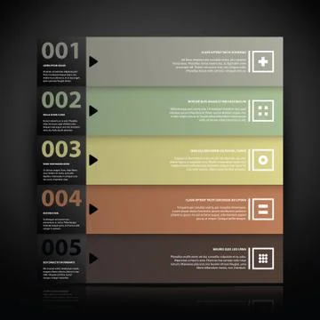 5 numbered banners with text and simple icons. Useful for tutorials, presenta 스톡 일러스트