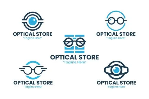 5 Optical Store Logo Set Modern Minimalist Vision Brand Design Stock Illustration