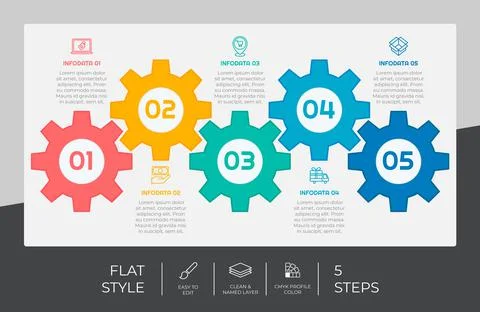 5 options of flat infographic vector design with colorful concept for marketi 스톡 일러스트