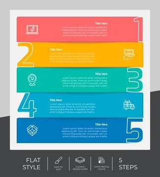 5 options of flat infographic vector design with colorful concept for marketi 스톡 일러스트