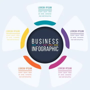 5 Options Infographic circle design 5 steps, objects, elements or options info Illustrazione stock