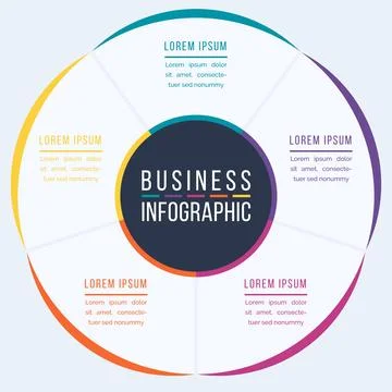 5 Options Infographic circle design 5 Options, objects, elements or steps info Ilustração Stock