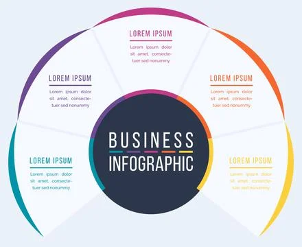 5 Options Infographic circle design 5 Options, objects, elements or steps info Stockillustratie