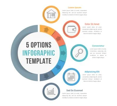 5 Options Infographic Template 스톡 일러스트