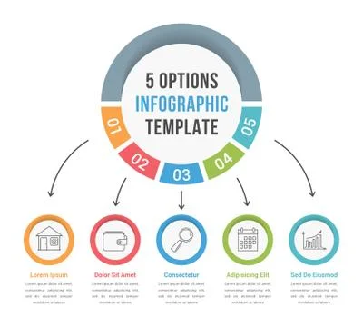 5 Options Infographic Template 스톡 일러스트