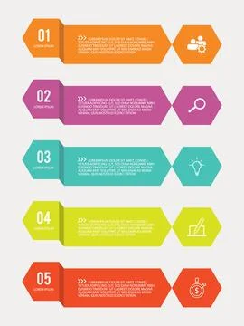 5 options steps planning infographic in flat style on the white background Stock Illustration