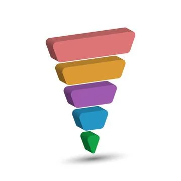 5-part lead generation template. Marketing pyramid or sales conversion cone. Stock Illustration