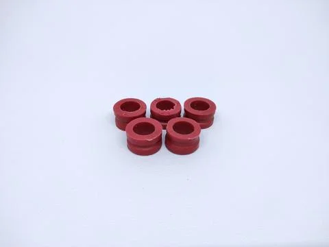5 pcs of red coloured rubber gas seal Stock Photos