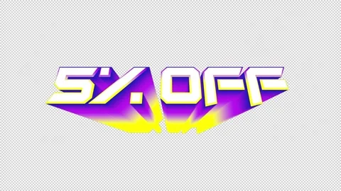 5 Percent OFF 3D Text Animation Transparent Alpha Stock Footage 272842545