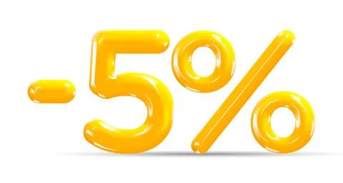 5 percent Off. Discount creative composition of golden or yellow balloons. Stock Illustration