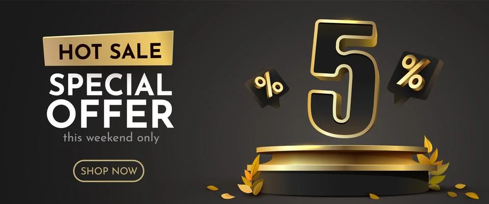 5 percent Off. Discount creative composition. Sale banner and poster. Stock Illustration