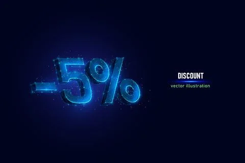 5 percent discount low poly vector illustration Stock Illustration