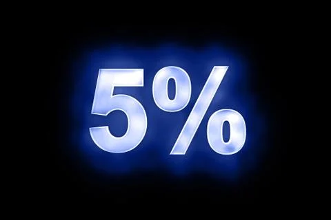5 percent in glowing numerals on blue Stock Illustration