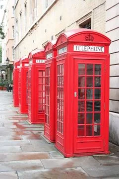 5 phone boxes Stock Photos