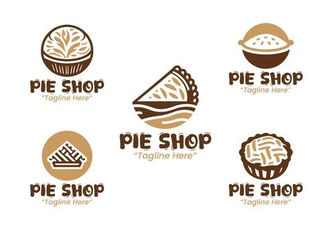 5 Pie Shop Logo Set Modern Minimalist Food and Beverage Brand Design Иллюстрация
