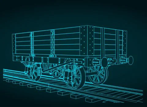 5 plank coal wagon Stock Illustration