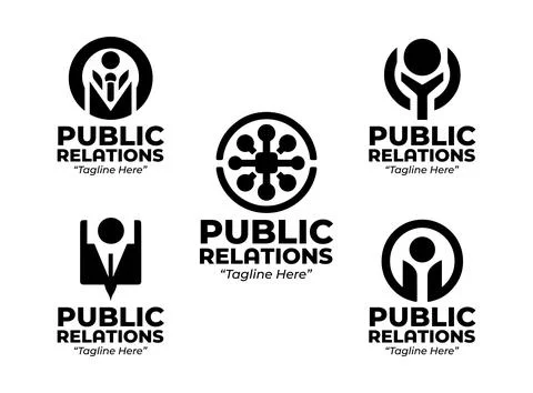5 Public Relations Logo Set Modern Communication Brand Design Black and White Stock-Illustration