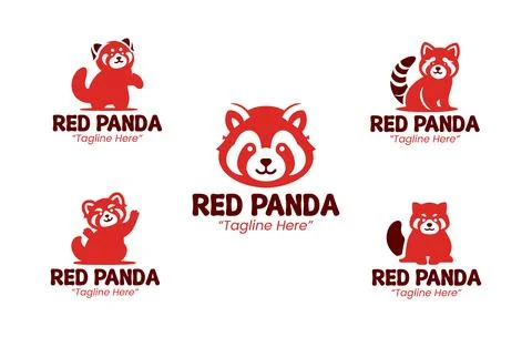 5 Red Panda Logo Set Modern Minimalist Animal Brand Design 스톡 일러스트