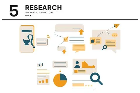 5 Research Vector Illustrations Stockillustratie
