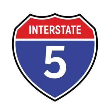 5 route sign icon. Vector road 5 highway interstate american freeway symbol Illustrazione stock